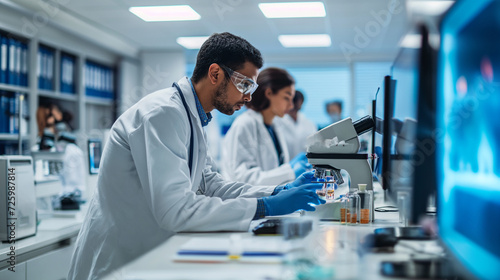 A Group of Scientists Conducting Experiments in a Laboratory