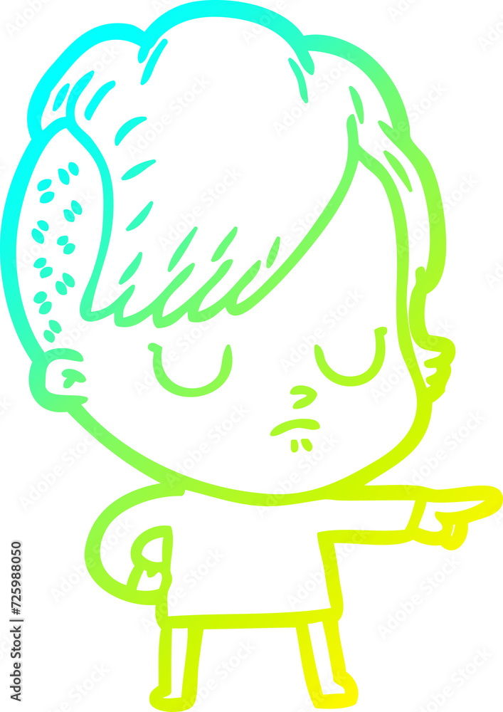cold gradient line drawing cartoon woman cold gradient line drawing cartoon woman