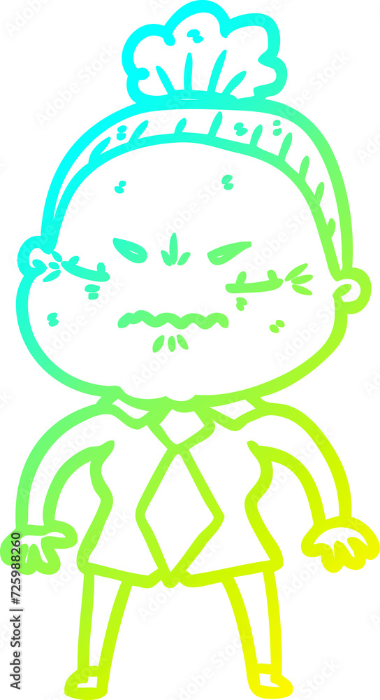 cold gradient line drawing cartoon annoyed old lady cold gradient line drawing cartoon annoyed old lady