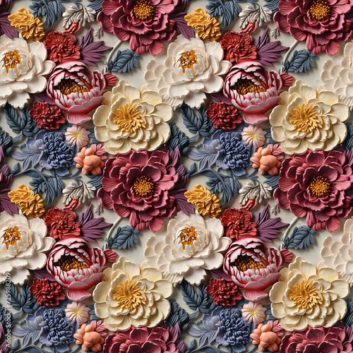 Fabrics embroidered seamless patterns of vibrant colorful peony for various creative lovers and home decorating enthusiasts.NO.02