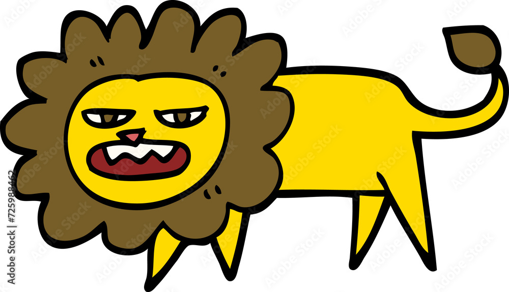 hand drawn doodle style cartoon angry lion