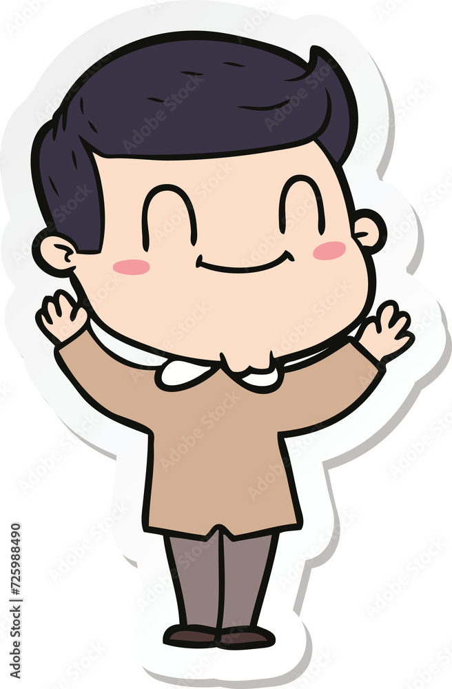 sticker of a cartoon friendly man