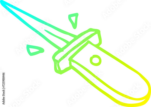 cold gradient line drawing cartoon flick knife