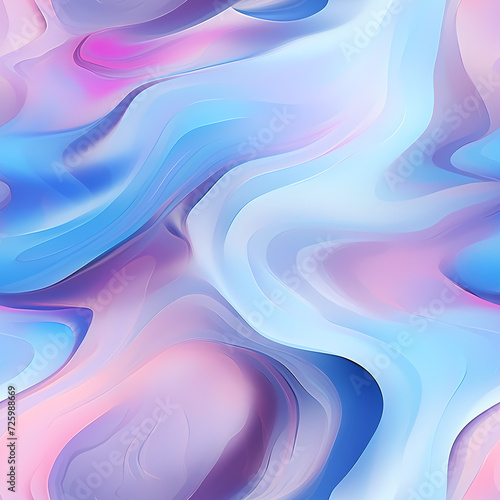 Abstract seamless pattern of holographic liquid gradient. Fluid blue colored waves. Neon texture and iridescent background. Texture for print  fabric  textile  wallpaper  interior poster  design