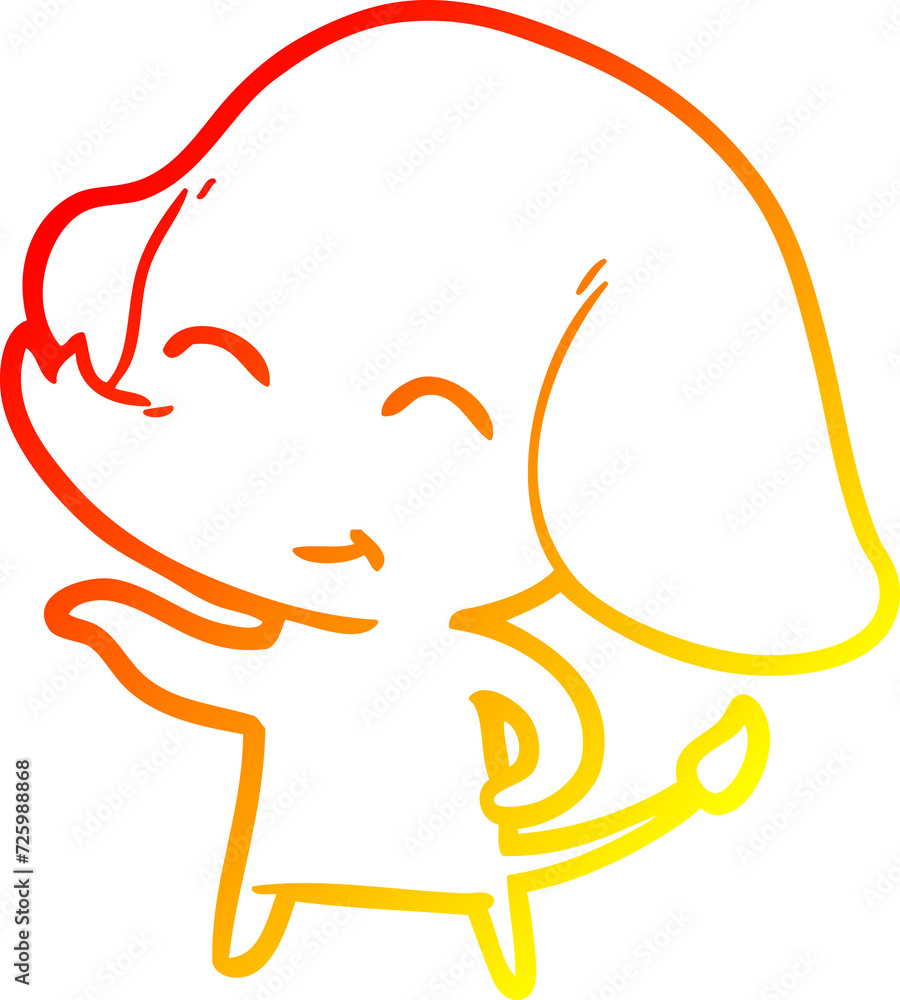 warm gradient line drawing cute cartoon elephant warm gradient line drawing cute cartoon elephant