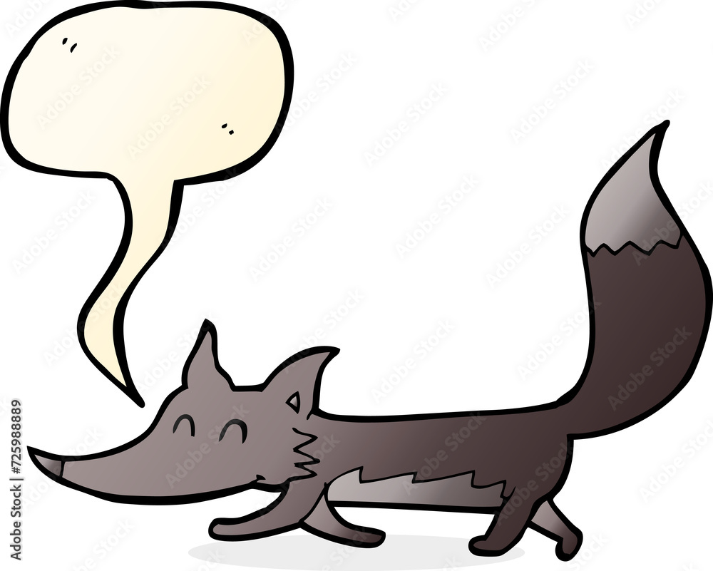 cartoon little wolf with speech bubble cartoon little wolf with speech bubble