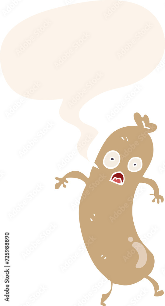 cartoon sausage and speech bubble in retro style cartoon sausage and speech bubble in retro style