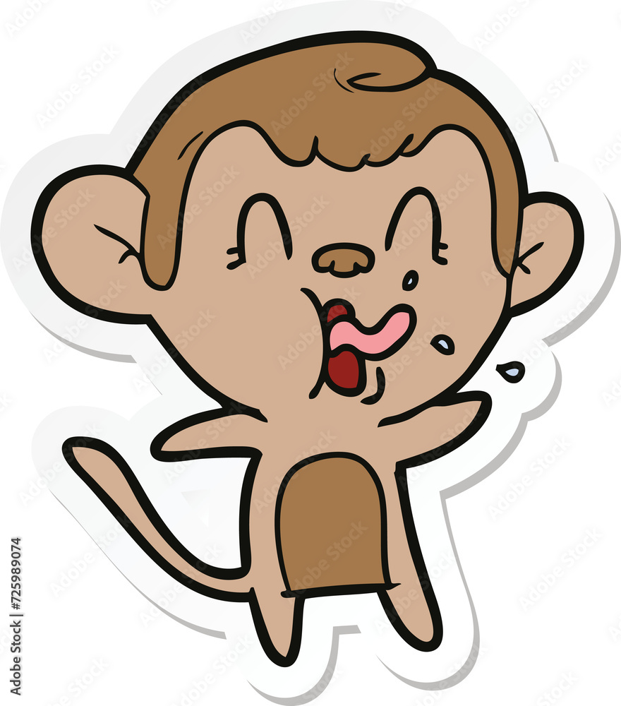 sticker of a crazy cartoon monkey sticker of a crazy cartoon monkey