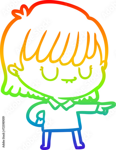 rainbow gradient line drawing cartoon woman