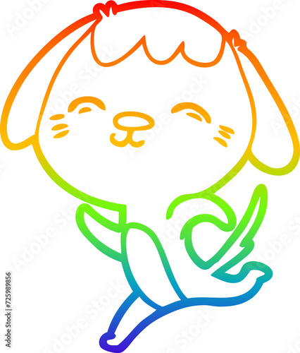 rainbow gradient line drawing happy cartoon dog