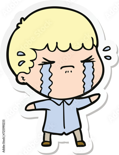Wallpaper Mural sticker of a cartoon man crying Torontodigital.ca