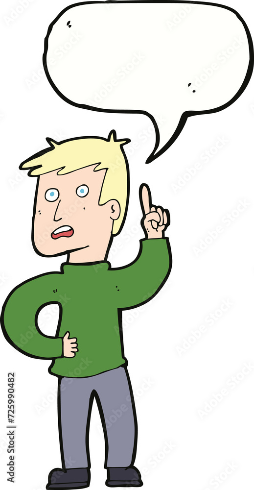 cartoon boy with idea with speech bubble cartoon boy with idea with speech bubble