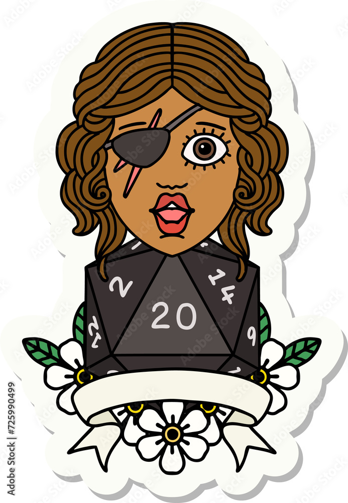 human rogue with natural 20 dice roll sticker human rogue with natural 20 dice roll sticker