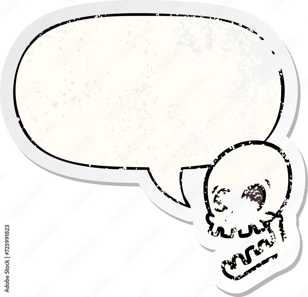 laughing skull cartoon and speech bubble distressed sticker laughing skull cartoon and speech bubble distressed sticker