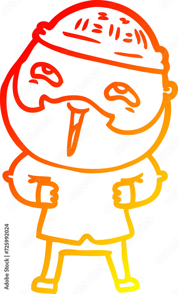 warm gradient line drawing cartoon happy bearded man warm gradient line drawing cartoon happy bearded man