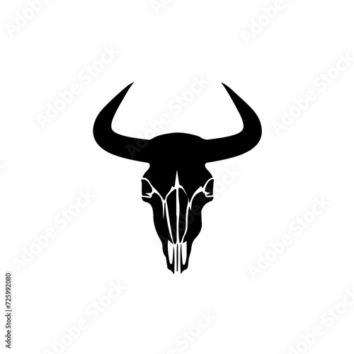 Bison Skull Logo Monochrome Design Style