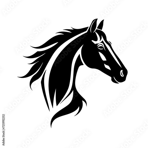 Fototapeta Naklejka Na Ścianę i Meble -  Black Horse Logo Monochrome Design Style