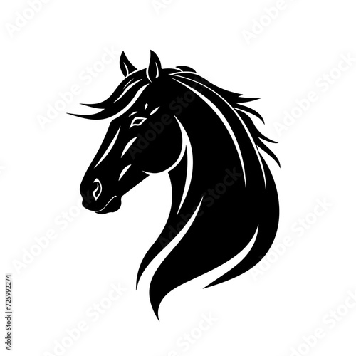 Fototapeta Naklejka Na Ścianę i Meble -  Black Horse Logo Monochrome Design Style