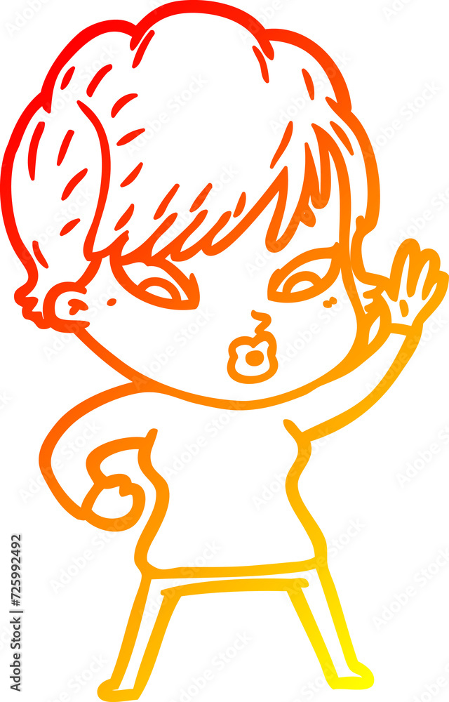 warm gradient line drawing cartoon woman warm gradient line drawing cartoon woman