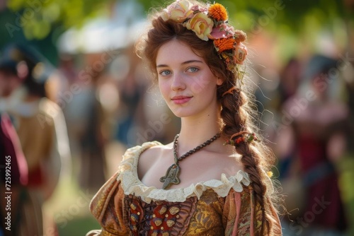 Renaissance faire model in period costume Immersing in the festivities and historical reenactments of the renaissance era