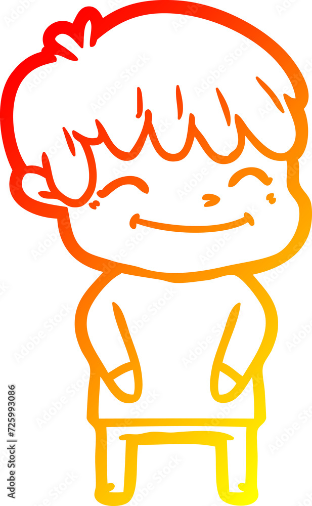 warm gradient line drawing cartoon happy boy warm gradient line drawing cartoon happy boy