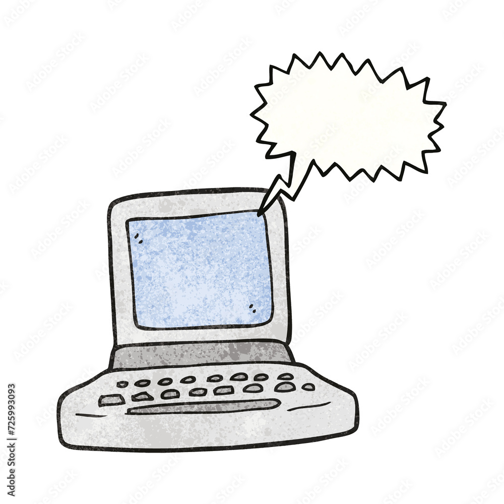 speech bubble textured cartoon old computer speech bubble textured cartoon old computer