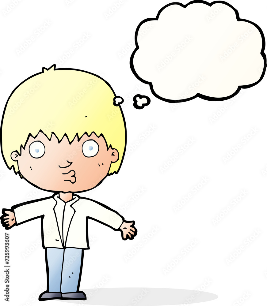 cartoon amazed boy with thought bubble cartoon amazed boy with thought bubble