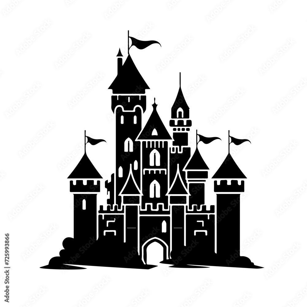 Castle Logo Monochrome Design Style