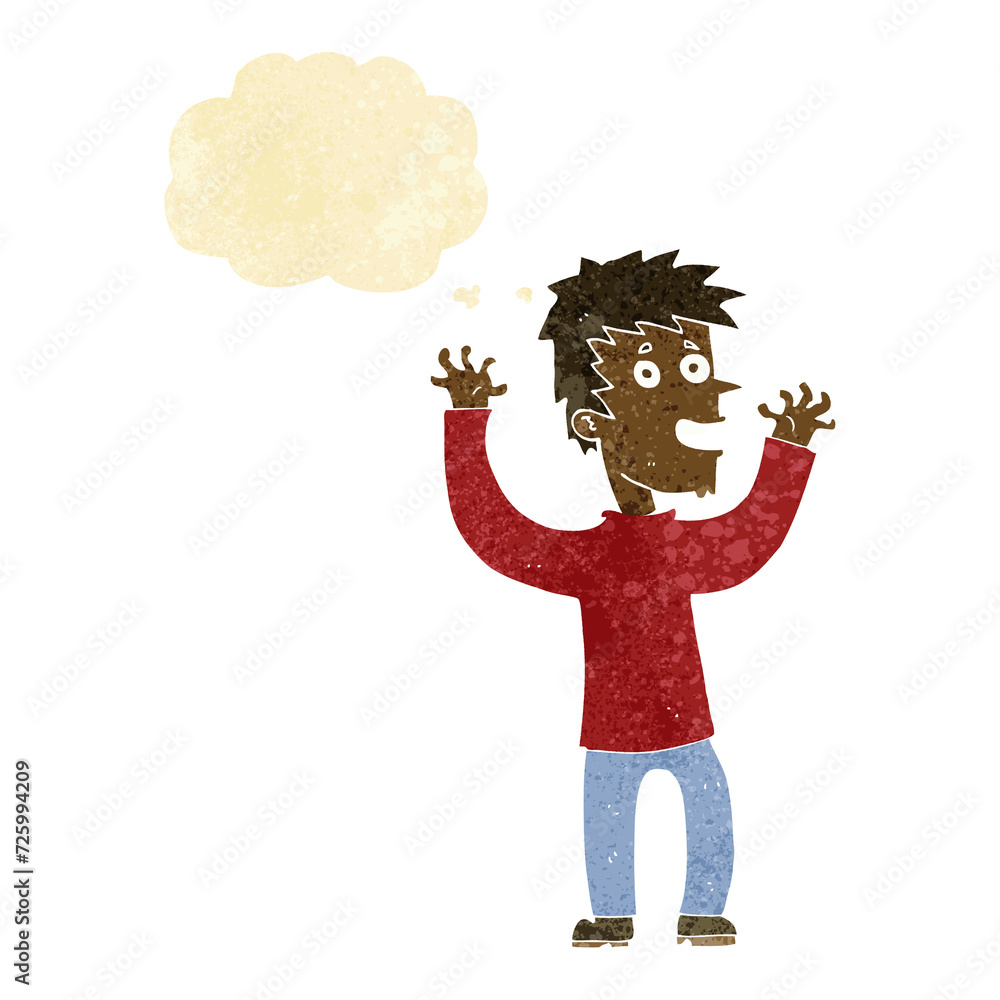 Fototapeta premium cartoon excited man with thought bubble
