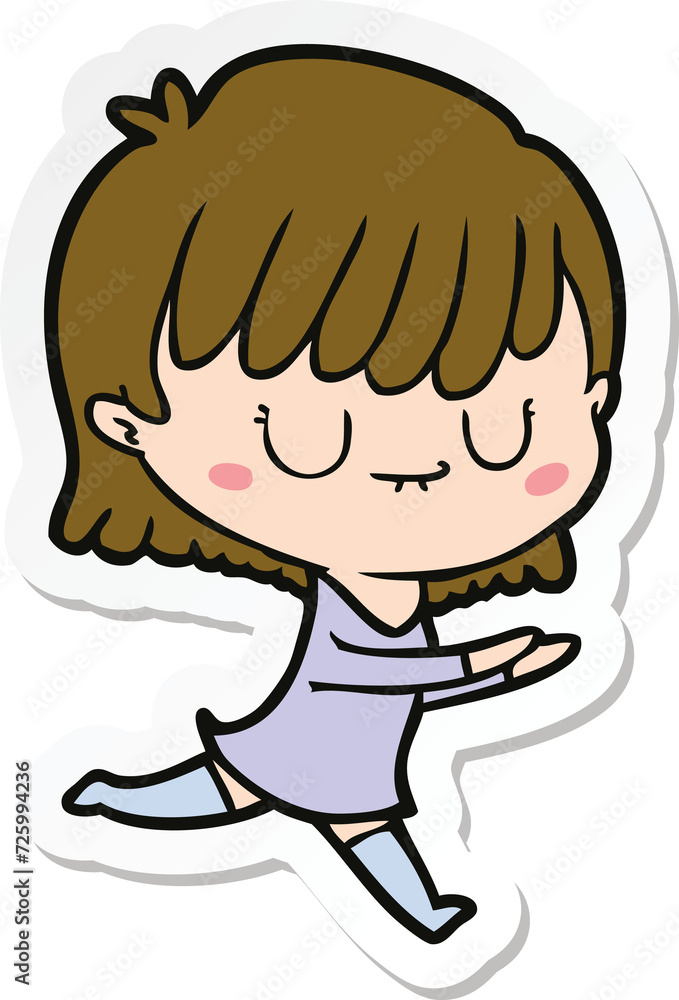 sticker of a cartoon woman sticker of a cartoon woman