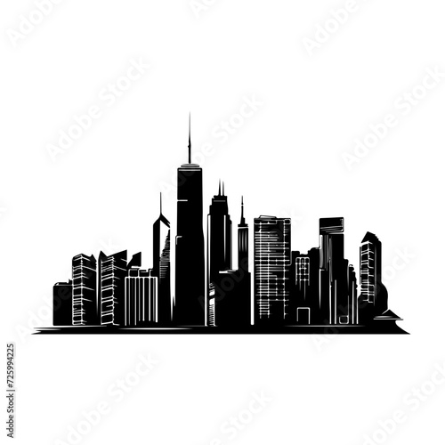 City Skyline Logo Monochrome Design Style