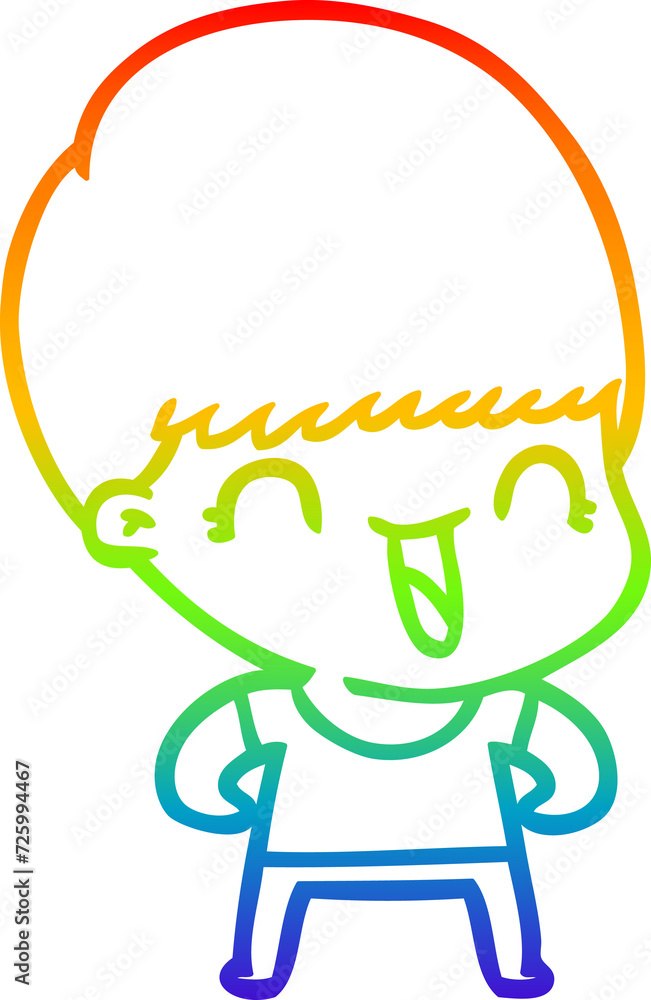 rainbow gradient line drawing happy cartoon boy rainbow gradient line drawing happy cartoon boy