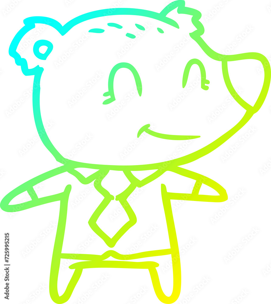 cold gradient line drawing cartoon bear in shirt and tie cold gradient line drawing cartoon bear in shirt and tie