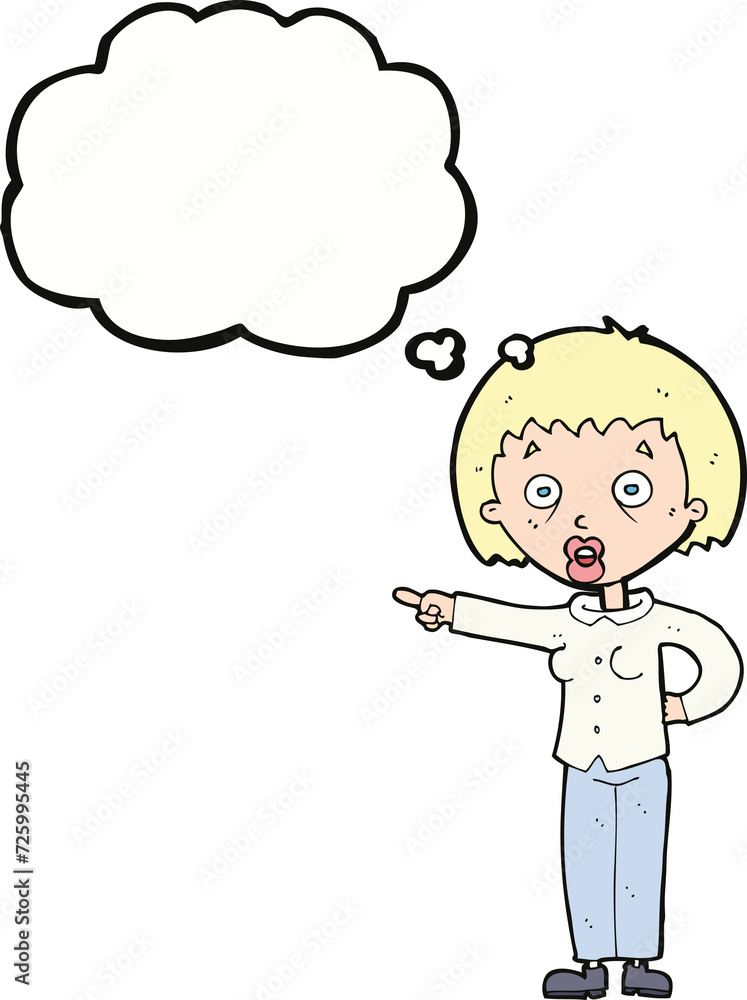 cartoon shocked woman with thought bubble cartoon shocked woman with thought bubble