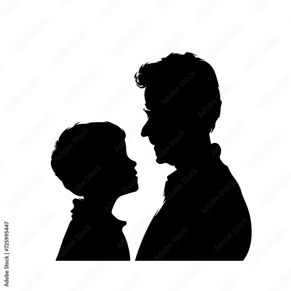 Father and son silhouette Logo Monochrome Design Style