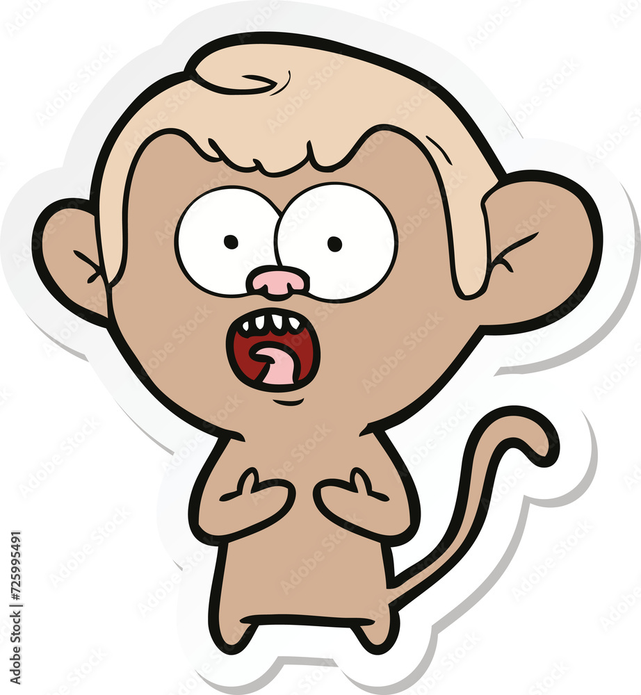 sticker of a cartoon shocked monkey sticker of a cartoon shocked monkey