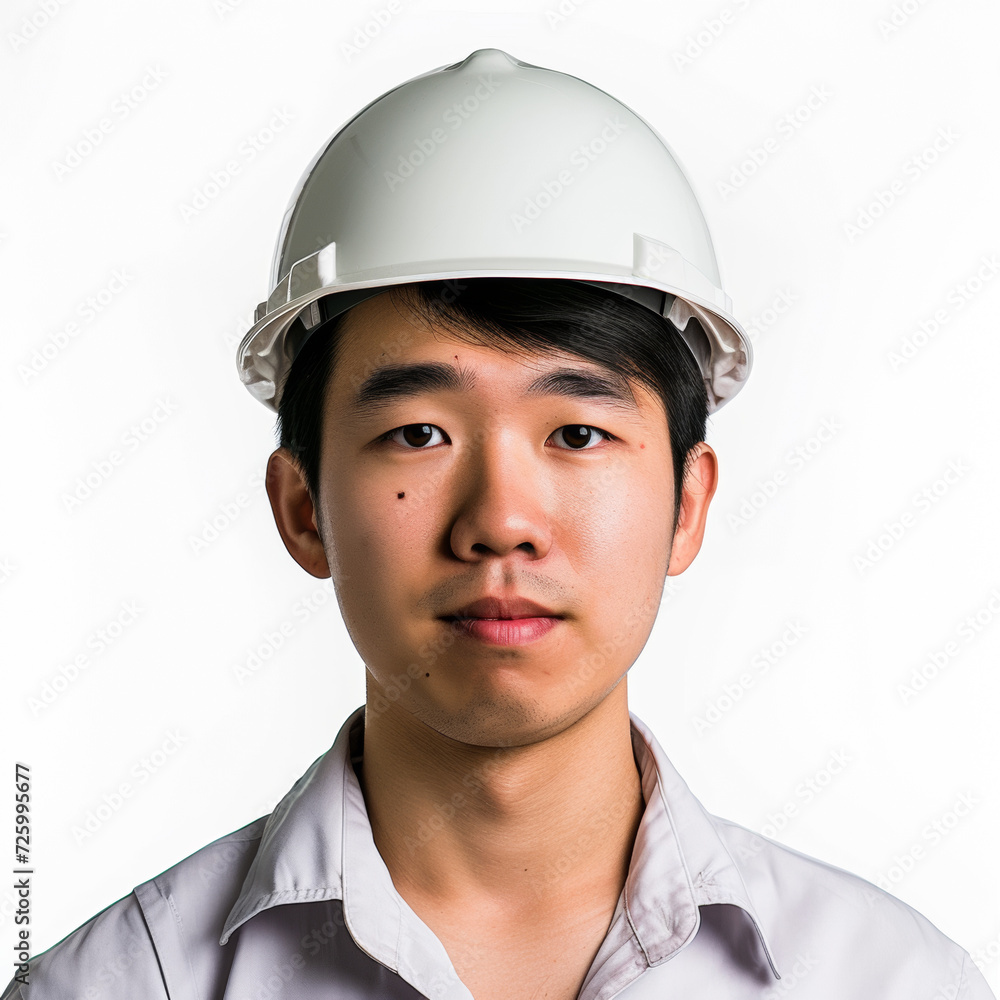 Asian professional technical engineer. ID card studio shot. Isolated on white background. Asian professional technical engineer. ID card studio shot. Isolated on white background.
