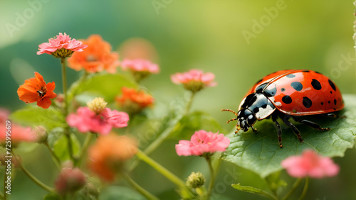 Ladybug among flowers