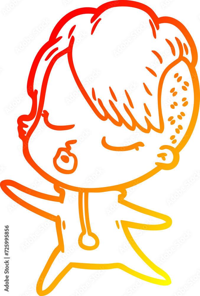 warm gradient line drawing cartoon pretty hipster girl warm gradient line drawing cartoon pretty hipster girl