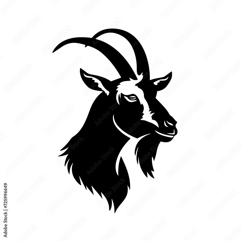 goat with beard Logo Monochrome Design Style