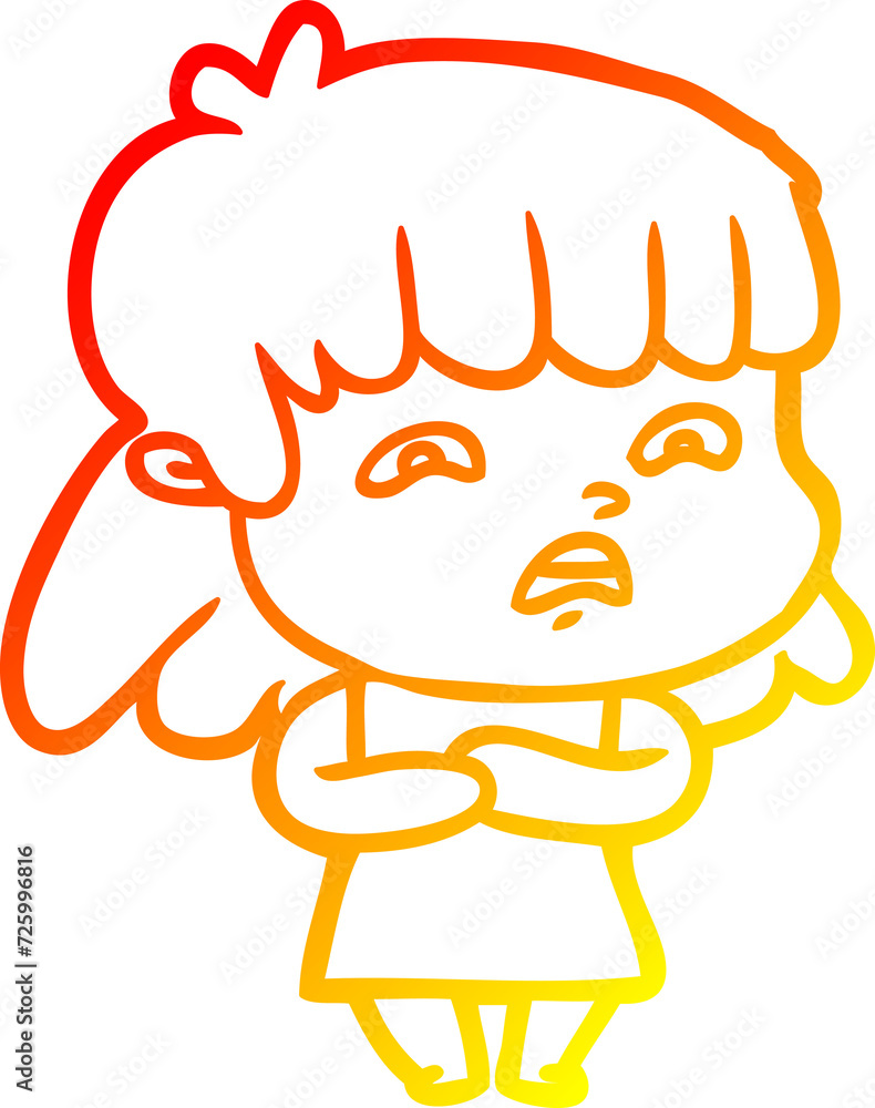 warm gradient line drawing cartoon worried woman warm gradient line drawing cartoon worried woman