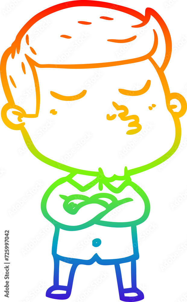 rainbow gradient line drawing cartoon model guy pouting rainbow gradient line drawing cartoon model guy pouting