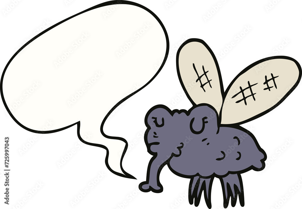 cartoon fly and speech bubble cartoon fly and speech bubble