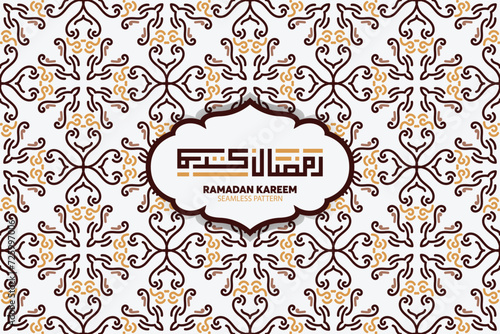 Ramadan Kareem seamless pattern background. Islamic greeting card template with ramadan for wallpaper design. Poster, media banner.