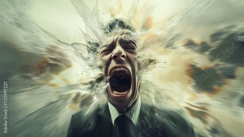 man crazy desperately screaming powerful emotions, generative ai