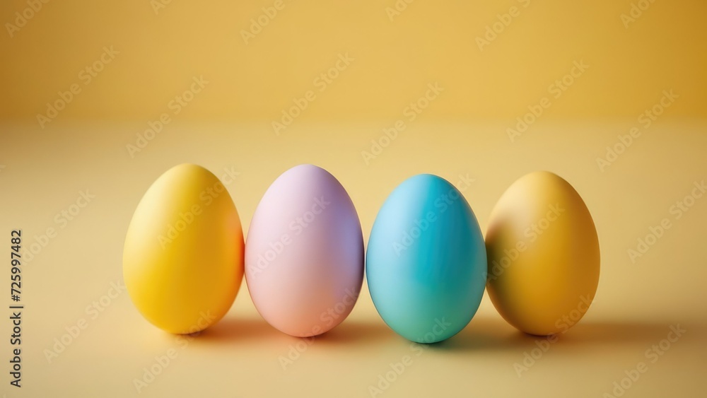 Multi-colored eggs on a yellow background. Easter concept Multi-colored eggs on a yellow background. Easter concept