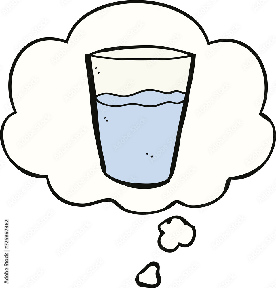 cartoon glass of water and thought bubble cartoon glass of water and thought bubble