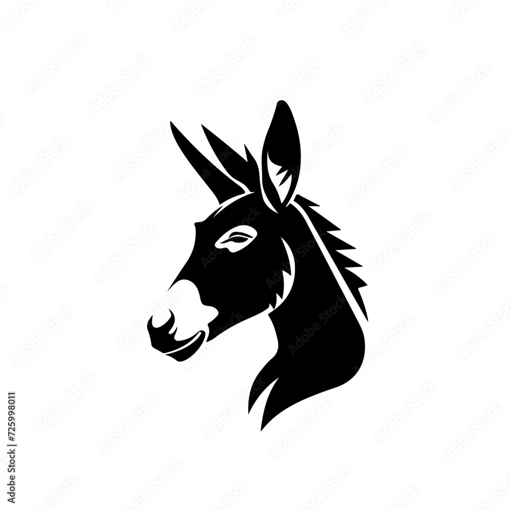 Head of a donkey in profile Logo Monochrome Design Style