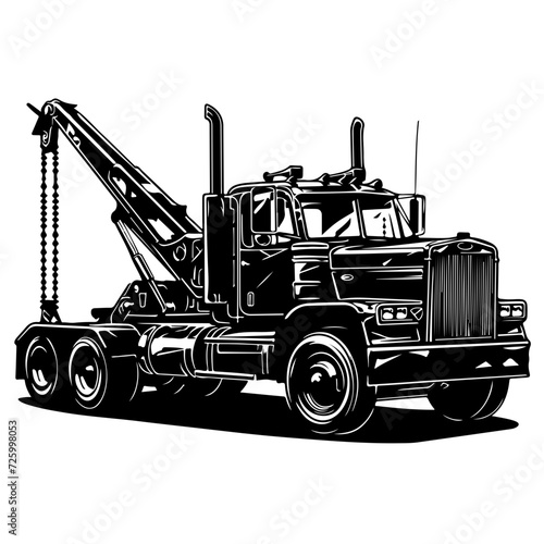 Heavy Duty Tow Truck Logo Monochrome Design Style photo