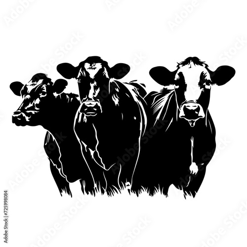 Herd Of Cattle Logo Monochrome Design Style